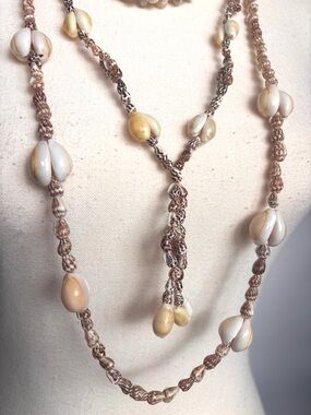 Cowrie Shell Long Necklaces Summer Beach Festival Jewelry (set of 3)